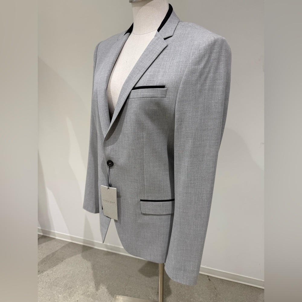 Zara Gray Sport Coat Modern Slim Fit size 48 - Picture 2 of 8